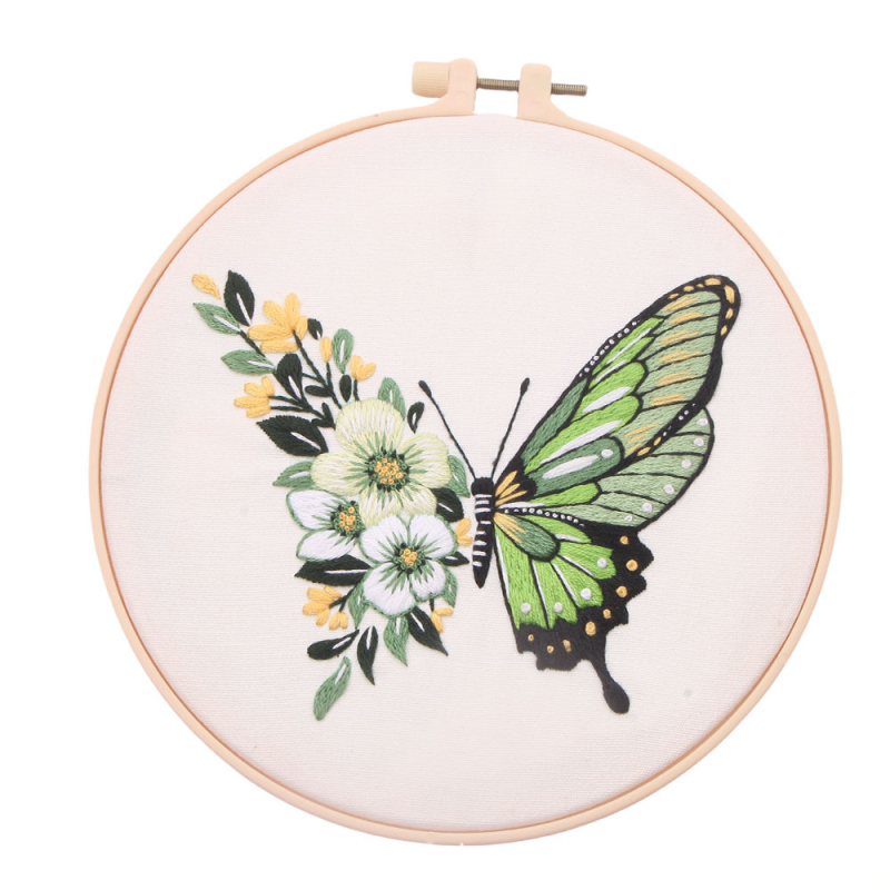 Pillangó hímzőkészlet pamut anyaggal, kézzel készített, személyre szabható, modern minimalista stílusban, nappalira, hálószobára, étkezőre, gyerekszobára és kereskedelmi terek számára.