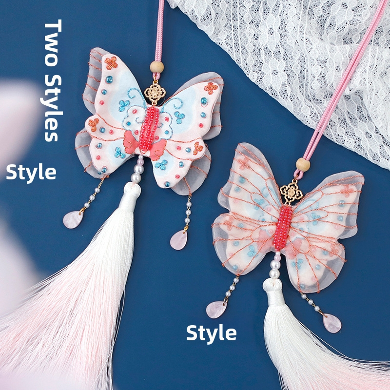 Set za križni šav s lanenim platnom, novi kineski stil – vrećica s motivima koi i zlatna cikada