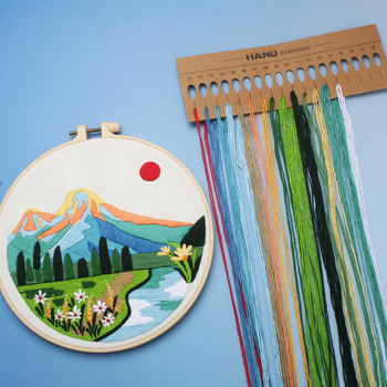 Lu hímzés tájkép DIY készlet kezdőknek, pamut anyag, kézzel készített függő falikép