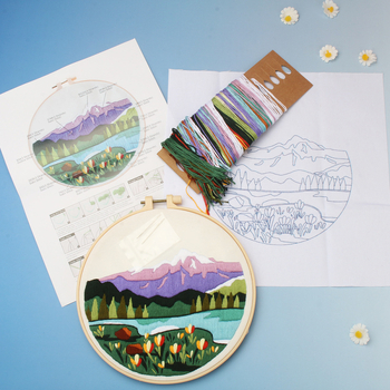 Lu hímzés tájkép DIY készlet kezdőknek, pamut anyag, kézzel készített függő falikép