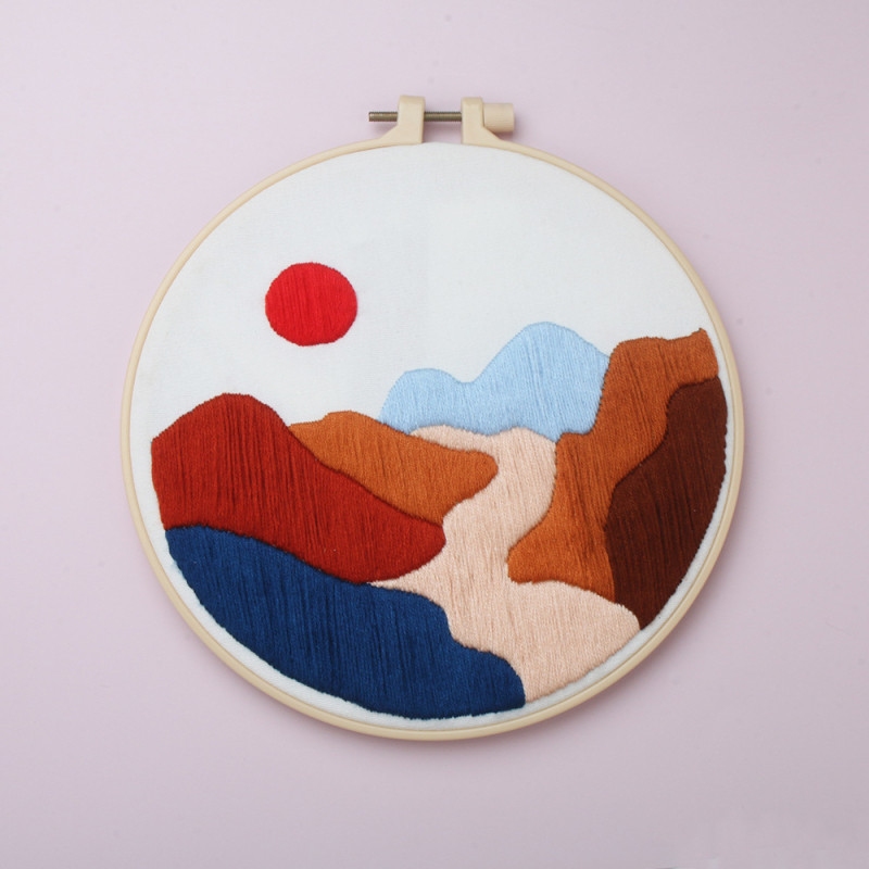 Lu hímzés tájkép DIY készlet kezdőknek, pamut anyag, kézzel készített függő falikép