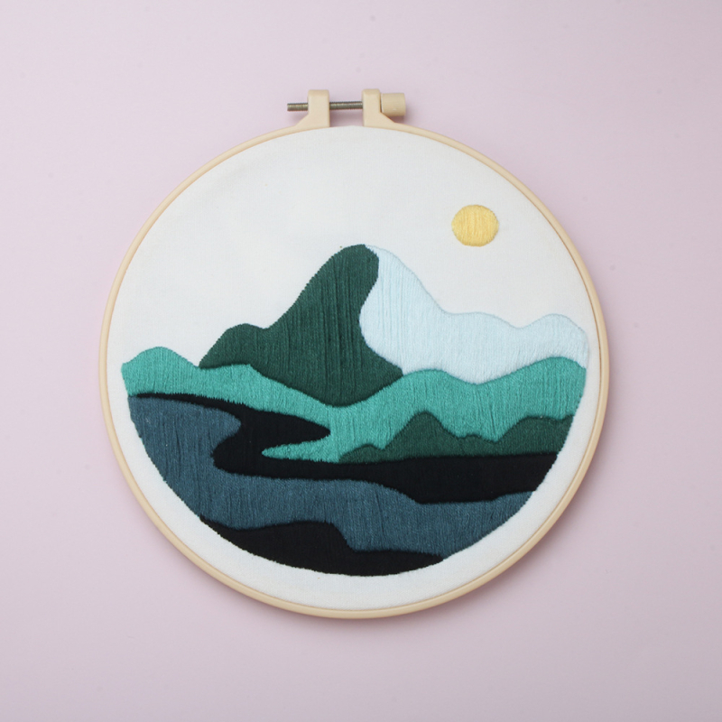 Lu hímzés tájkép DIY készlet kezdőknek, pamut anyag, kézzel készített függő falikép