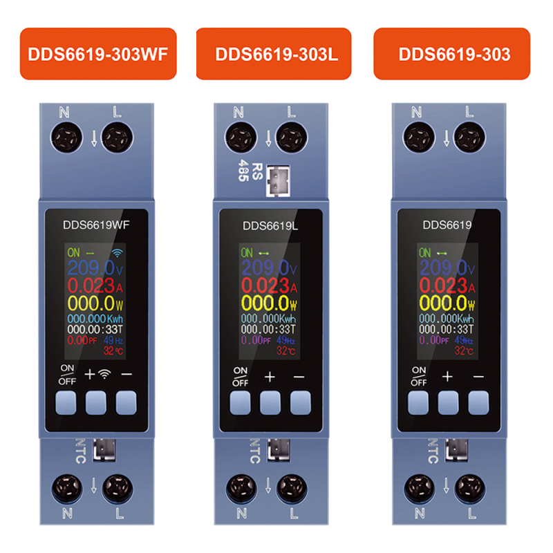SINOTIMER Graffiti WiFi egyfázisú AC többfunkciós energia-mérő, túl- és alacsony feszültségvédelmi funkcióval, túláram és túlmelegedés elleni védelemmel, 40A, DIN sínre szerelés