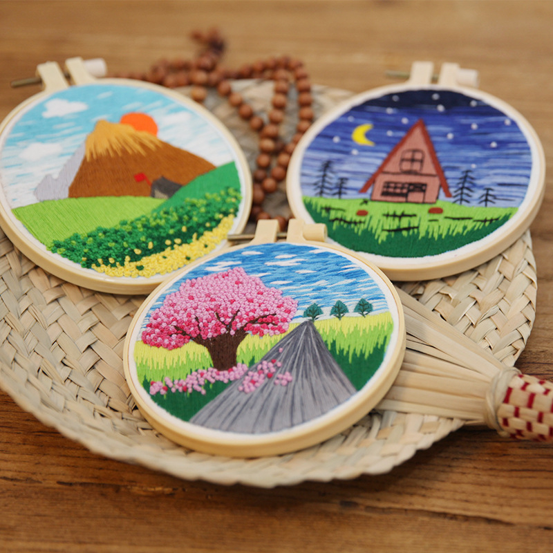 Nova DIY set za potpuno ručno izšivanje pejzažnog zida – europski stil 3D izšivanje iglom i koncem
