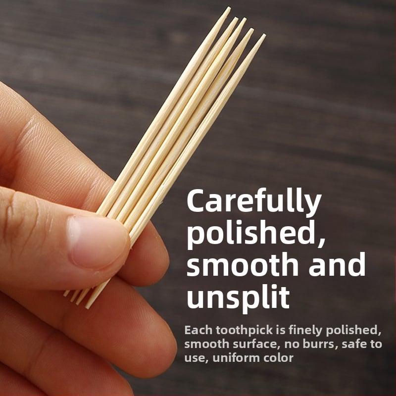 Bambuko dantų krapštukai, vienkartiniai, dvigubomis galvutėmis – dėžutėje, nešiojami