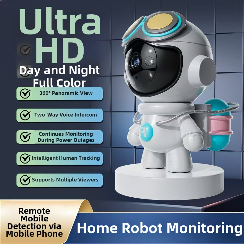 WiFi vnútorná kamera v tvare bábiky s plnofarebným nočným videním a alarmom plaču dieťaťa — horizontálne otáčanie 355°, vertikálny náklon 90°, rýchlosť panovania 355°/s, DC 5V, uchytenie na gimbal