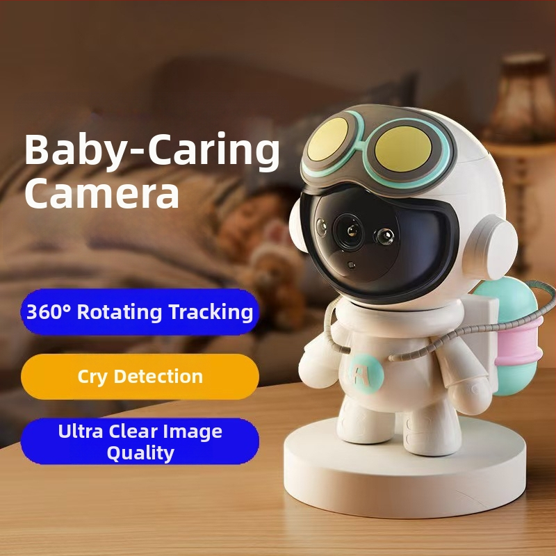 WiFi vnútorná kamera v tvare bábiky s plnofarebným nočným videním a alarmom plaču dieťaťa — horizontálne otáčanie 355°, vertikálny náklon 90°, rýchlosť panovania 355°/s, DC 5V, uchytenie na gimbal