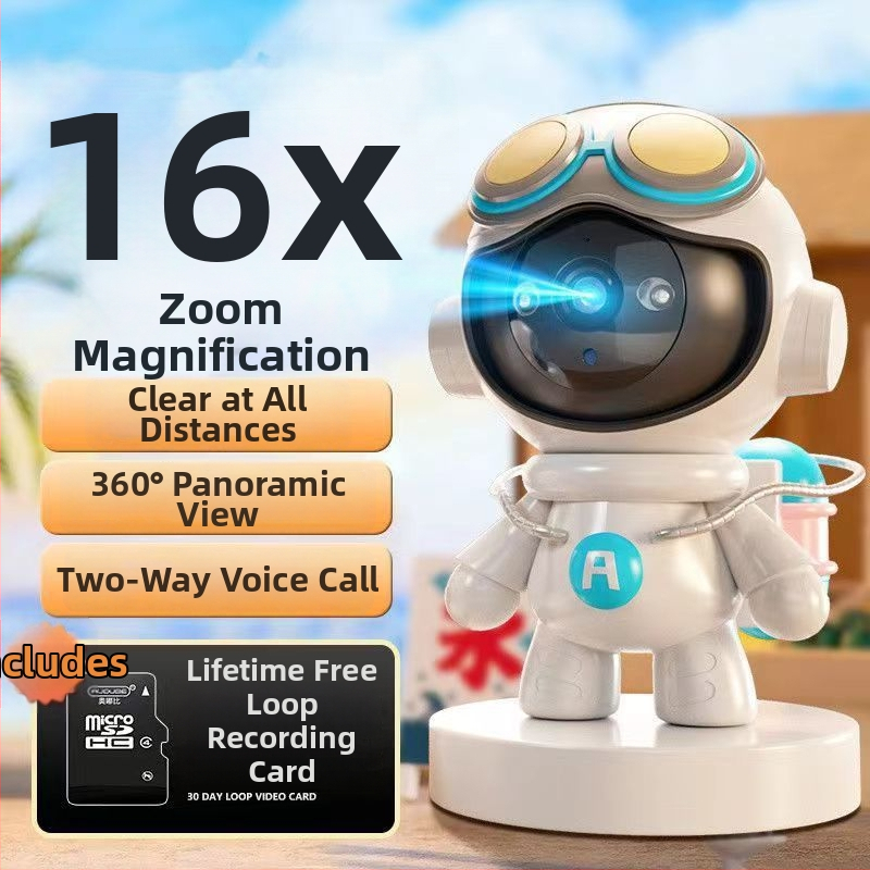 WiFi vnútorná kamera v tvare bábiky s plnofarebným nočným videním a alarmom plaču dieťaťa — horizontálne otáčanie 355°, vertikálny náklon 90°, rýchlosť panovania 355°/s, DC 5V, uchytenie na gimbal