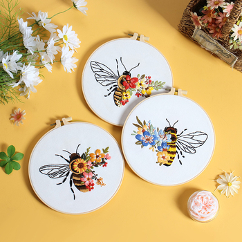 Set za vezenje pčele: 3D motiv s otiskom, DIY pamuk materijal