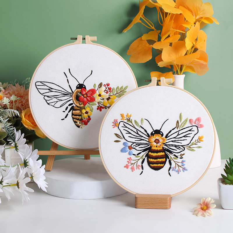 Set za vezenje pčele: 3D motiv s otiskom, DIY pamuk materijal