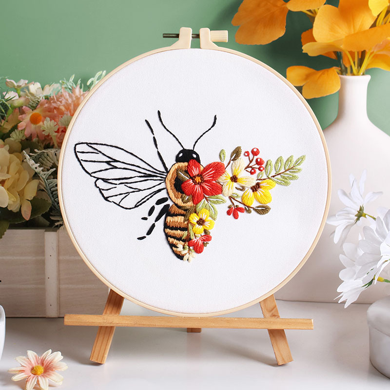 Set za vezenje pčele: 3D motiv s otiskom, DIY pamuk materijal