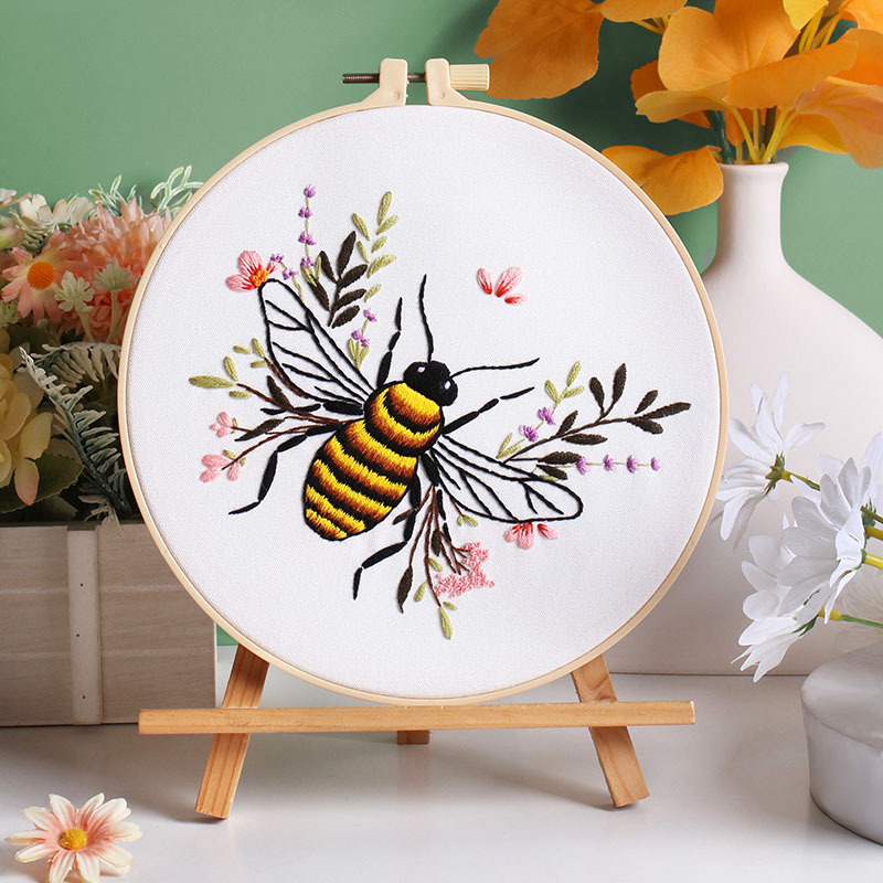 Set za vezenje pčele: 3D motiv s otiskom, DIY pamuk materijal