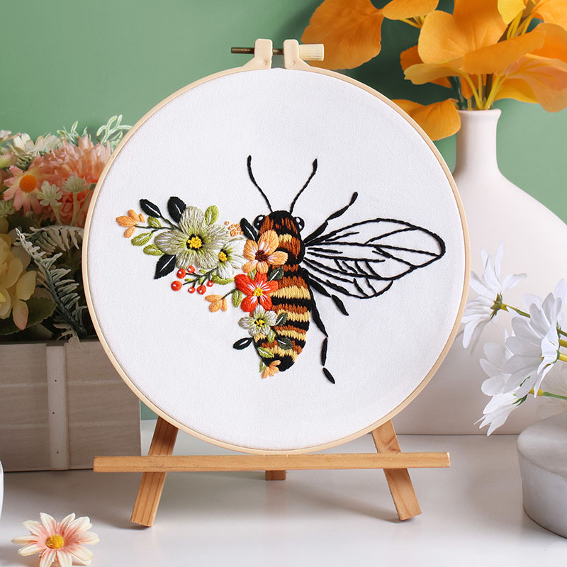 Set za vezenje pčele: 3D motiv s otiskom, DIY pamuk materijal