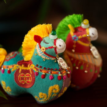 DIY Tang Horse hímzőkészlet - Zodiákus díszek, Béke talizmános medál, Nyomtatott szövet, Új kínai stílus, Nemzeti tendencia, Univerzális felhasználás