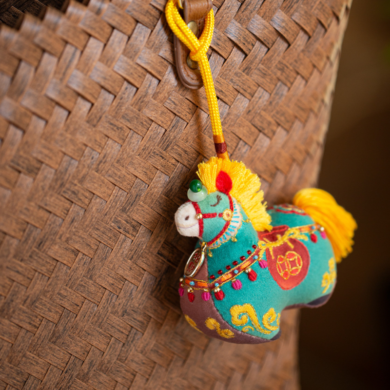 DIY Tang Horse hímzőkészlet - Zodiákus díszek, Béke talizmános medál, Nyomtatott szövet, Új kínai stílus, Nemzeti tendencia, Univerzális felhasználás