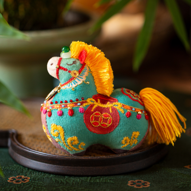 DIY Tang Horse hímzőkészlet - Zodiákus díszek, Béke talizmános medál, Nyomtatott szövet, Új kínai stílus, Nemzeti tendencia, Univerzális felhasználás