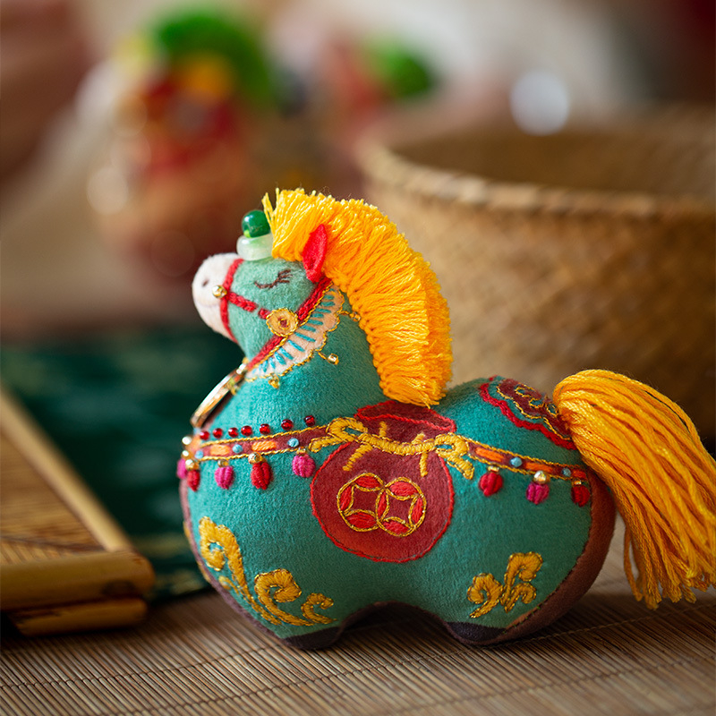 DIY Tang Horse hímzőkészlet - Zodiákus díszek, Béke talizmános medál, Nyomtatott szövet, Új kínai stílus, Nemzeti tendencia, Univerzális felhasználás