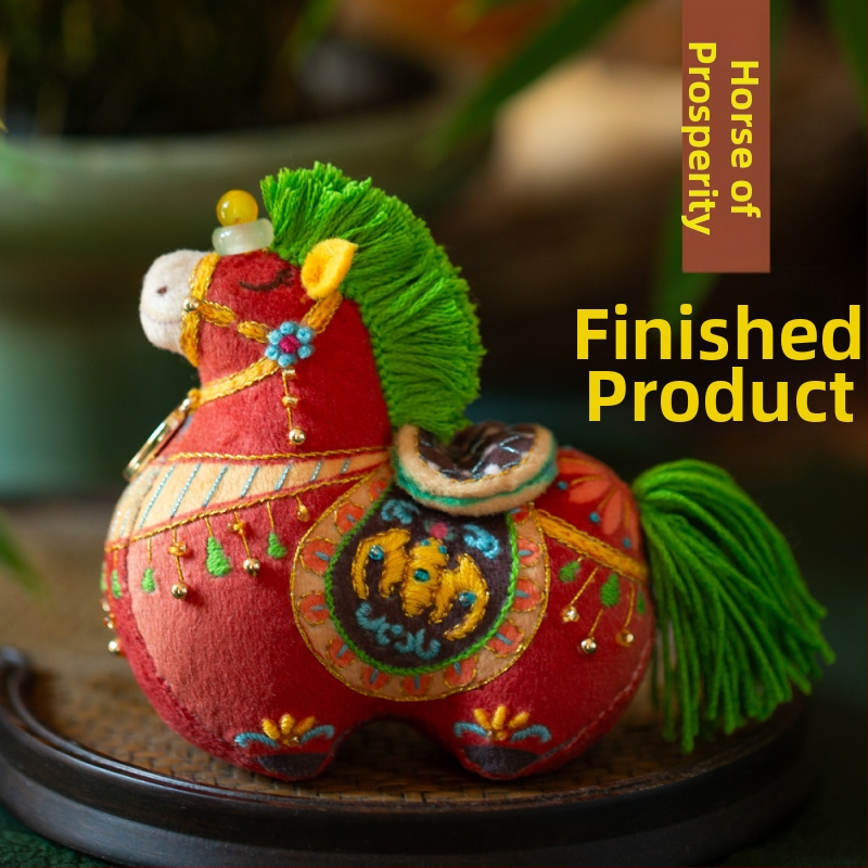 DIY Tang Horse hímzőkészlet - Zodiákus díszek, Béke talizmános medál, Nyomtatott szövet, Új kínai stílus, Nemzeti tendencia, Univerzális felhasználás