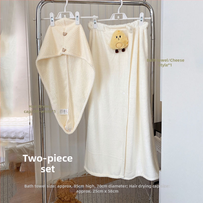 Dámsky letný župan do kúpeľne — absorbujúci, rýchloschnúci korálový fleece, uterák na obtočenie, trojdelný set