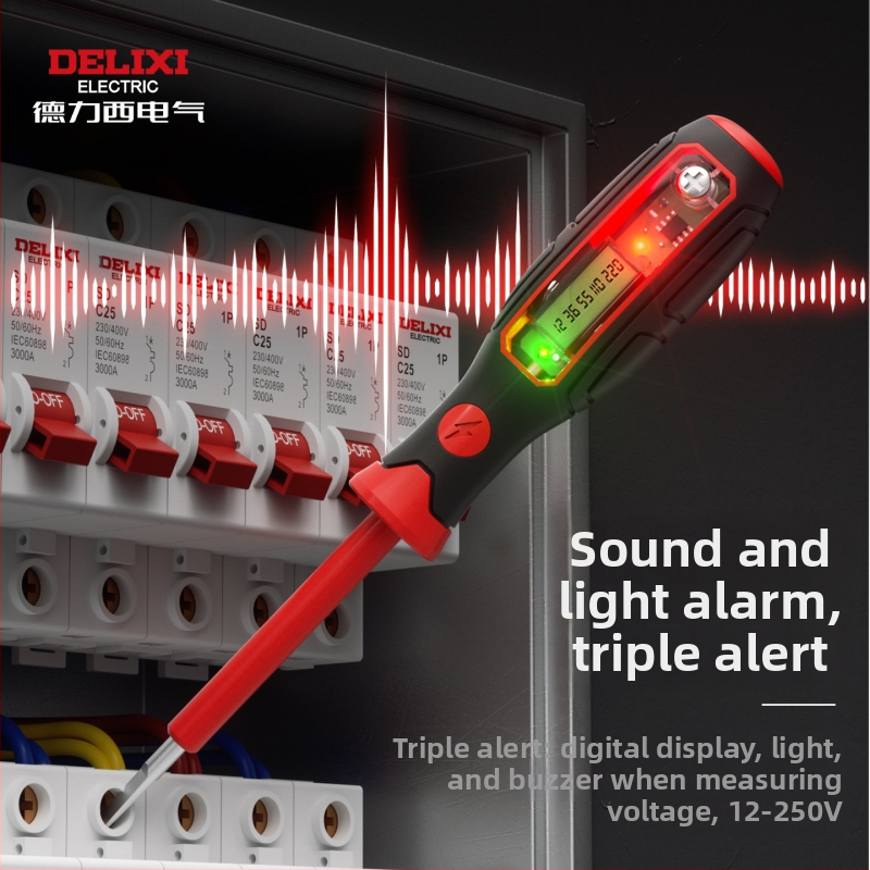 Delixi Electric Stilou de testare cu cuplu înalt, multifuncțional, afișaj digital și detecție de linii, șurubelniță pentru electricieni