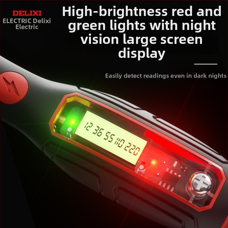 Delixi Electric Vysoký krútiaci moment, viacfunkčná testovacia ceruzka s digitálnym displejom a detekciou liniek, skrutkovač pre elektrikárov