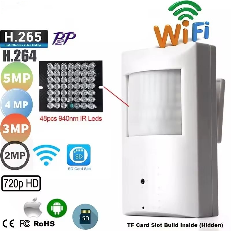 Cameră WiFi — rezoluție 3MP/5MP, obiectiv 3,7 mm, utilizare în interior, vizionare IR noaptea la 20 m (12V)