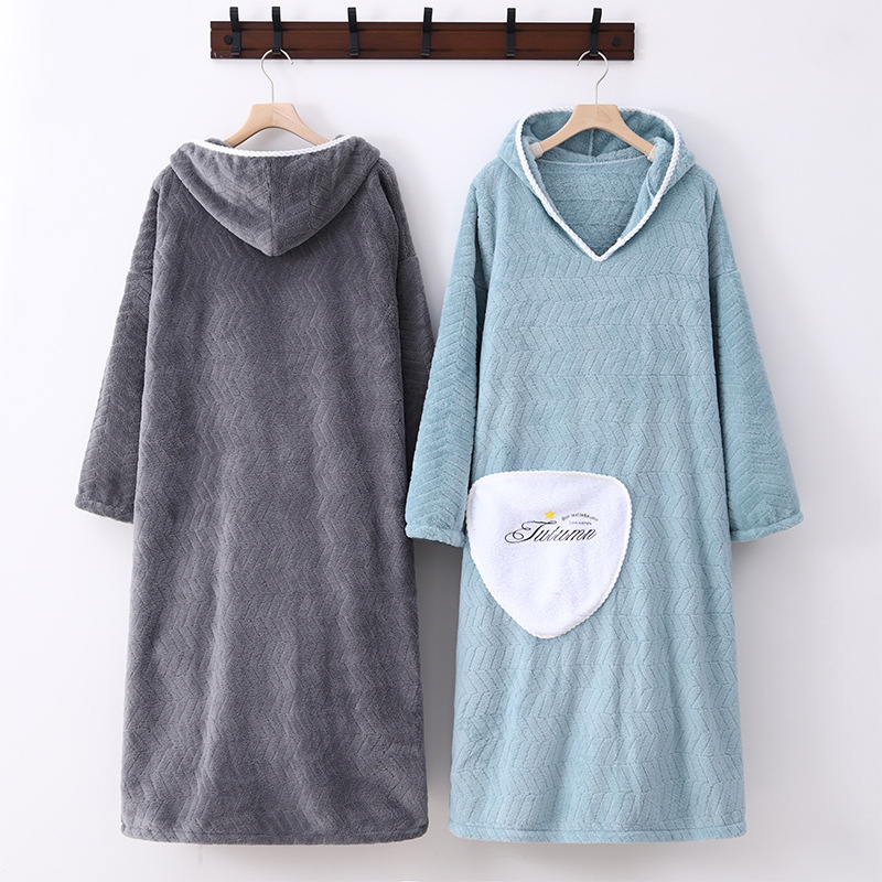 Uniszex téli fürdőköntös, bársonyos poliészter anyag, 90% poliészter, pár számára