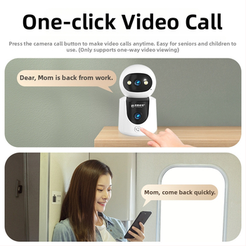 Cameră inteligentă pentru interior cu acoperire de 360°, viziune de noapte, microfon încorporat, control prin aplicația mobilă și alerte de alarmă