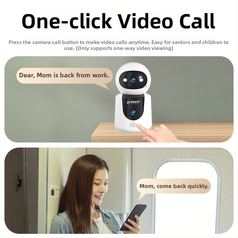 Cameră inteligentă pentru interior cu acoperire de 360°, viziune de noapte, microfon încorporat, control prin aplicația mobilă și alerte de alarmă