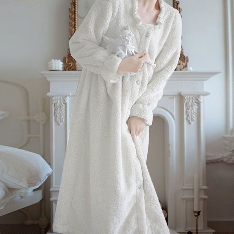 Ženski flanel haljina i spavaćica, podstavljene, debele, srednje duljine