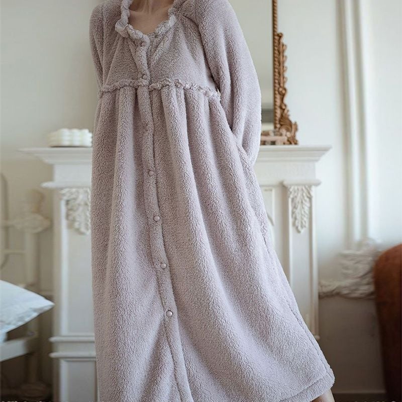 Ženski flanel haljina i spavaćica, podstavljene, debele, srednje duljine