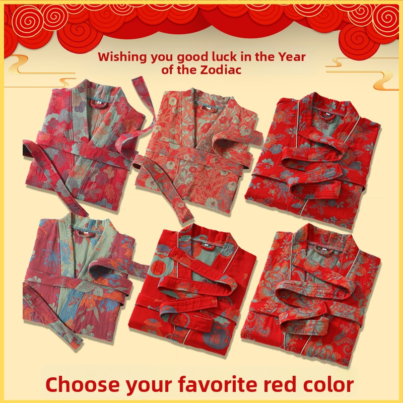 Sada županov pre pár s bavlnou 100%, dvojvrstvová gáza, unisex, jeseň