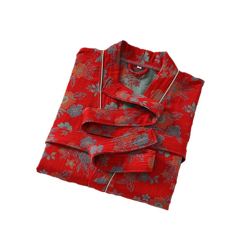 Párnak szóló 100% pamut géz fürdőköntös, kettős rétegű géz, uniszex, őszi viselet