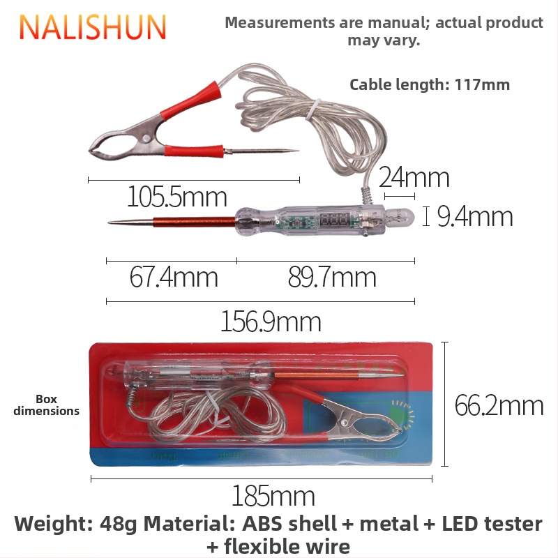Automobilový elektrický testovací pero s digitálnym displejom, ABS telo, 12–24V, 48 g