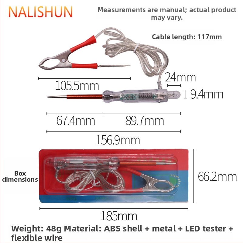 Automobilový elektrický testovací pero s digitálnym displejom, ABS telo, 12–24V, 48 g