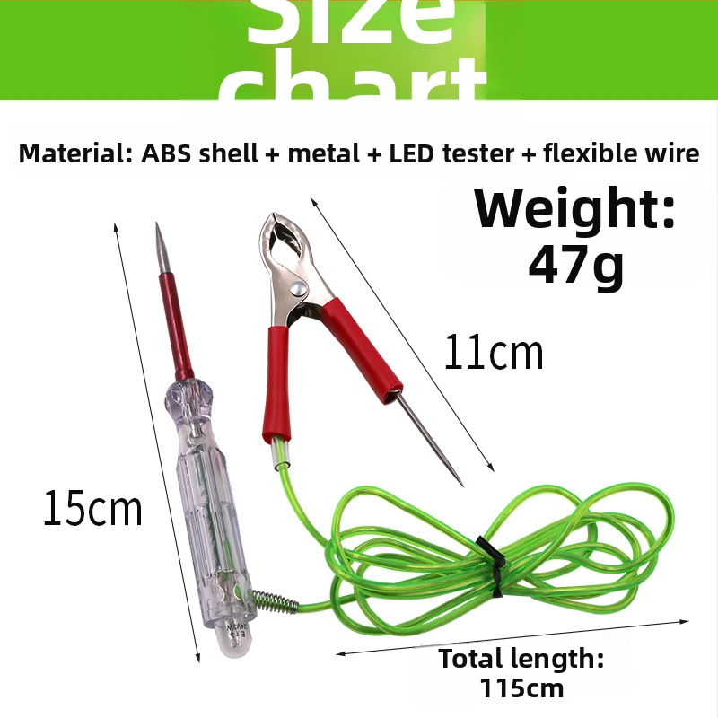 Automobilový elektrický testovací pero s digitálnym displejom, ABS telo, 12–24V, 48 g
