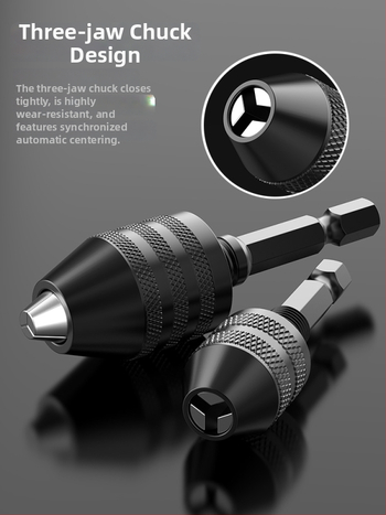 Šesťuholníková rukoväť, upínka s tromi čeľusťami, rýchla predĺženie upínky pre konverziu vrtáka, 36V, nerezová oceľ