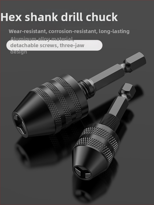 Šesťuholníková rukoväť, upínka s tromi čeľusťami, rýchla predĺženie upínky pre konverziu vrtáka, 36V, nerezová oceľ