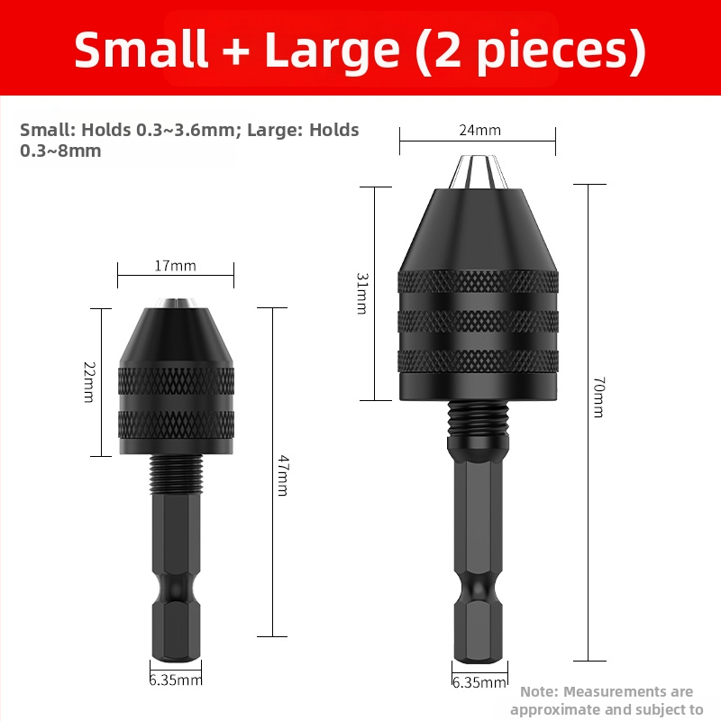 Šesťuholníková rukoväť, upínka s tromi čeľusťami, rýchla predĺženie upínky pre konverziu vrtáka, 36V, nerezová oceľ