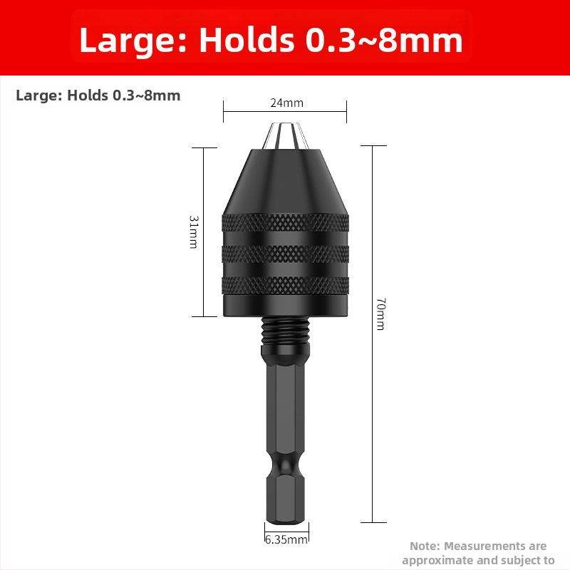 Šesťuholníková rukoväť, upínka s tromi čeľusťami, rýchla predĺženie upínky pre konverziu vrtáka, 36V, nerezová oceľ