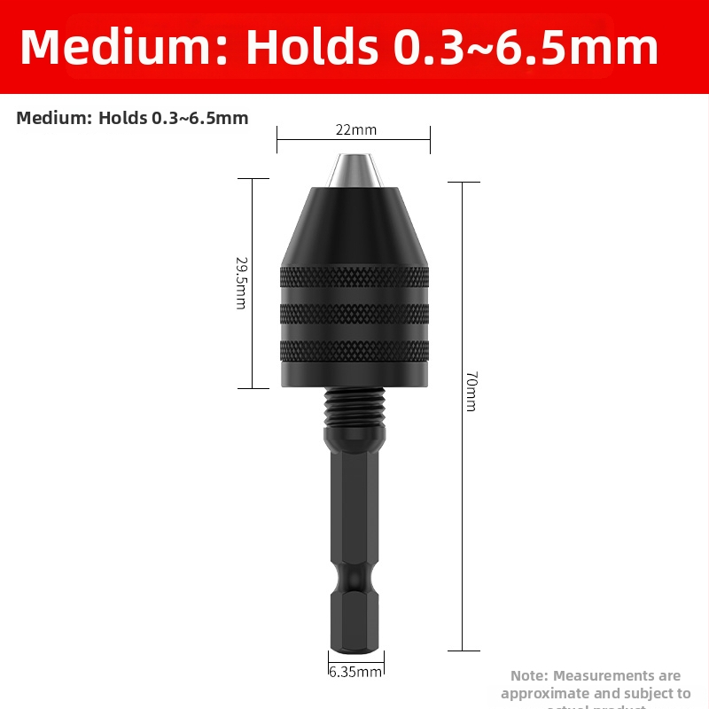 Šesťuholníková rukoväť, upínka s tromi čeľusťami, rýchla predĺženie upínky pre konverziu vrtáka, 36V, nerezová oceľ