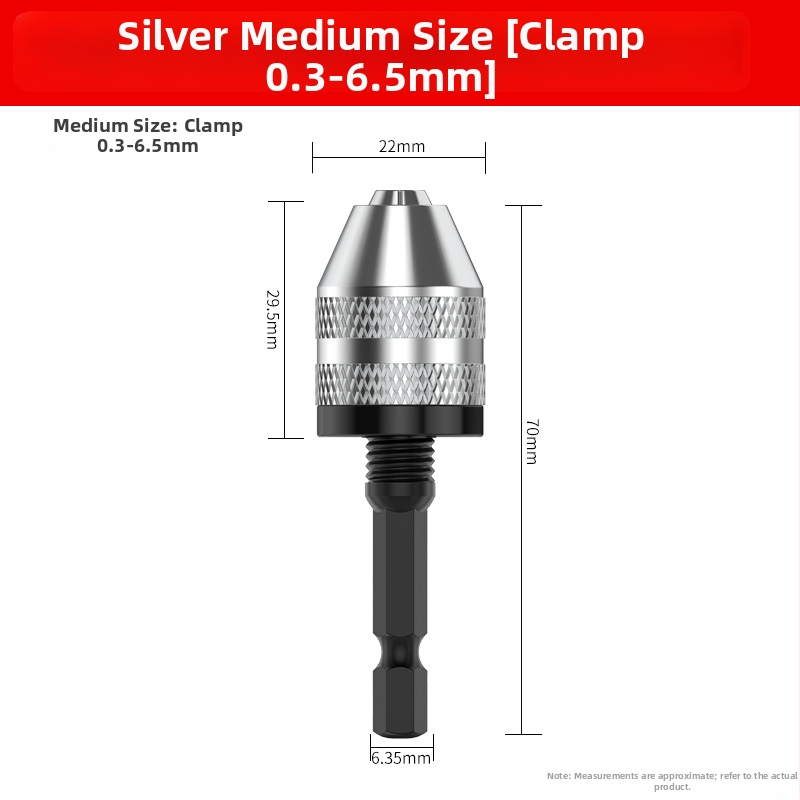 Šesťuholníková rukoväť, upínka s tromi čeľusťami, rýchla predĺženie upínky pre konverziu vrtáka, 36V, nerezová oceľ