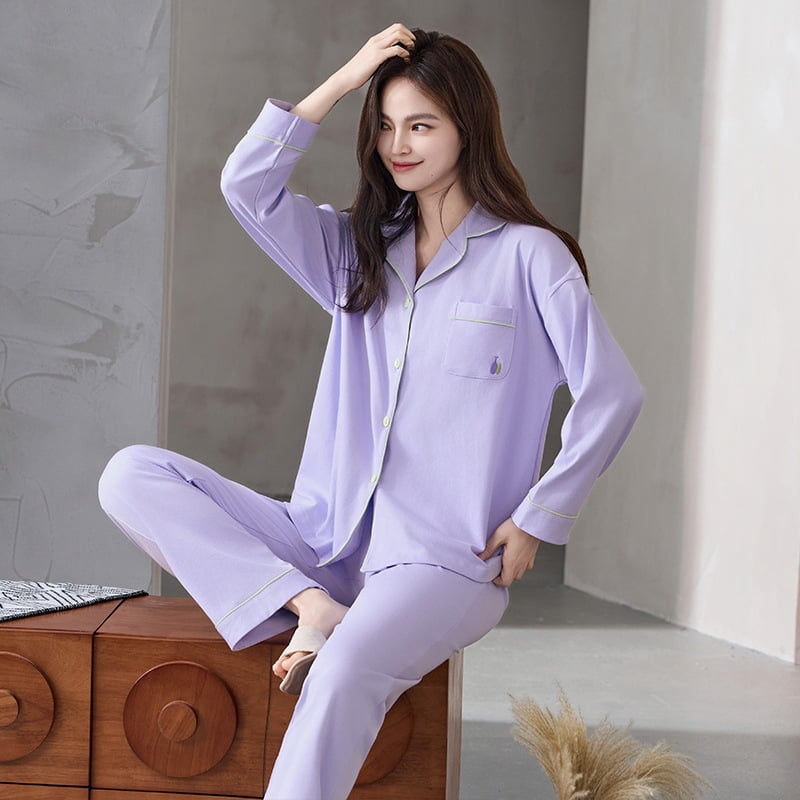 Ženski pamučni pidžama set s kardiganom (antibakterijski, prozračan, topao, dugi rukavi)