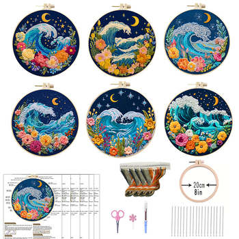 Комплект за кръстат бод Nordic стил с памучен плат и карикатурен мотив