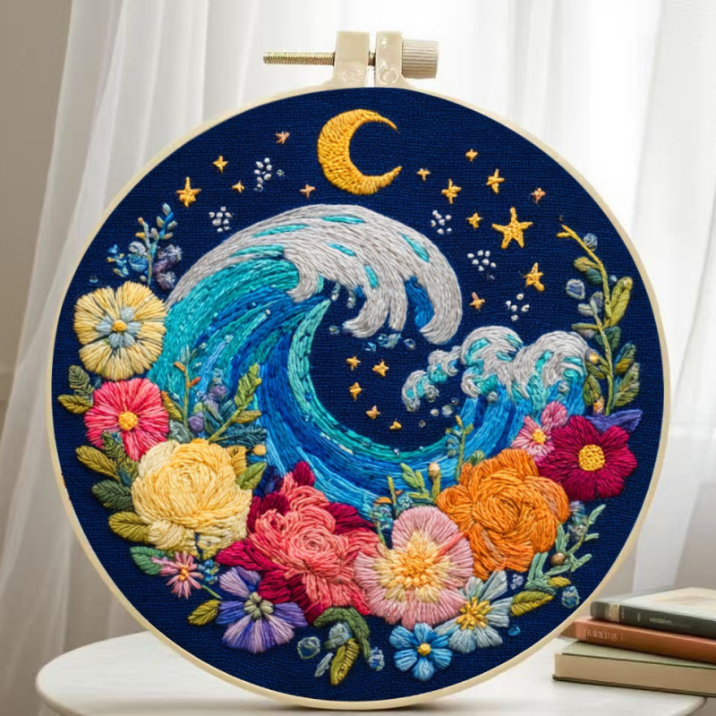 Комплект за кръстат бод Nordic стил с памучен плат и карикатурен мотив