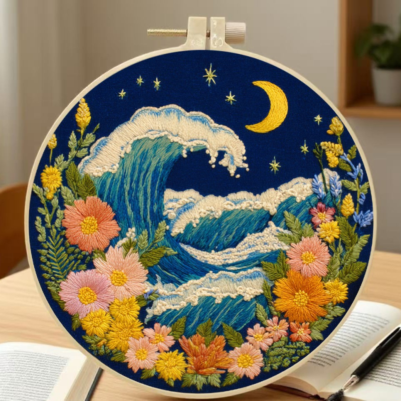 Комплект за кръстат бод Nordic стил с памучен плат и карикатурен мотив