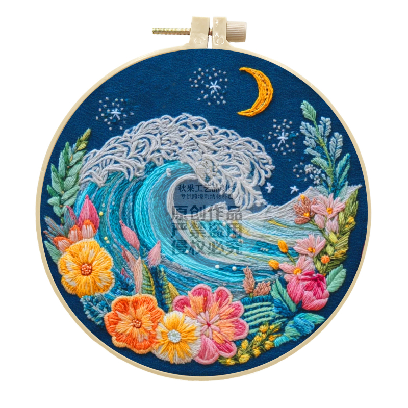 Комплект за кръстат бод Nordic стил с памучен плат и карикатурен мотив