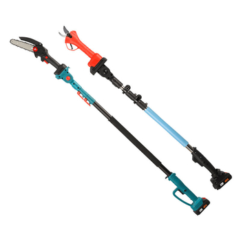 Kajis Elektromos ágvágó olló – teleszkópos hosszú eléréshez, újratölthető Li‑ion akkumulátor, 21V, alkalmas ágakhoz; feszültségtartomány: AC egyfázis és DC 50V-ig