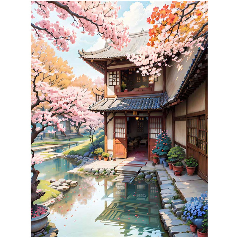 Комплект за кръстосана бродерия за пейзаж върху 11-каунтово платно (Материал: Друг)