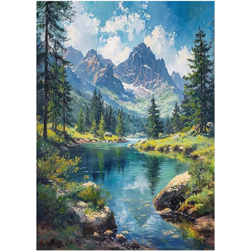 Комплект за кръстосана бродерия за пейзаж върху 11-каунтово платно (Материал: Друг)